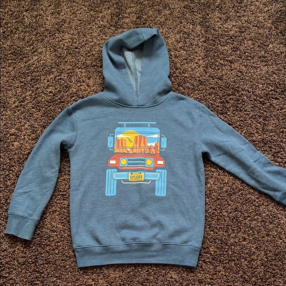 Kids Blue Hoodie with Adventure Print